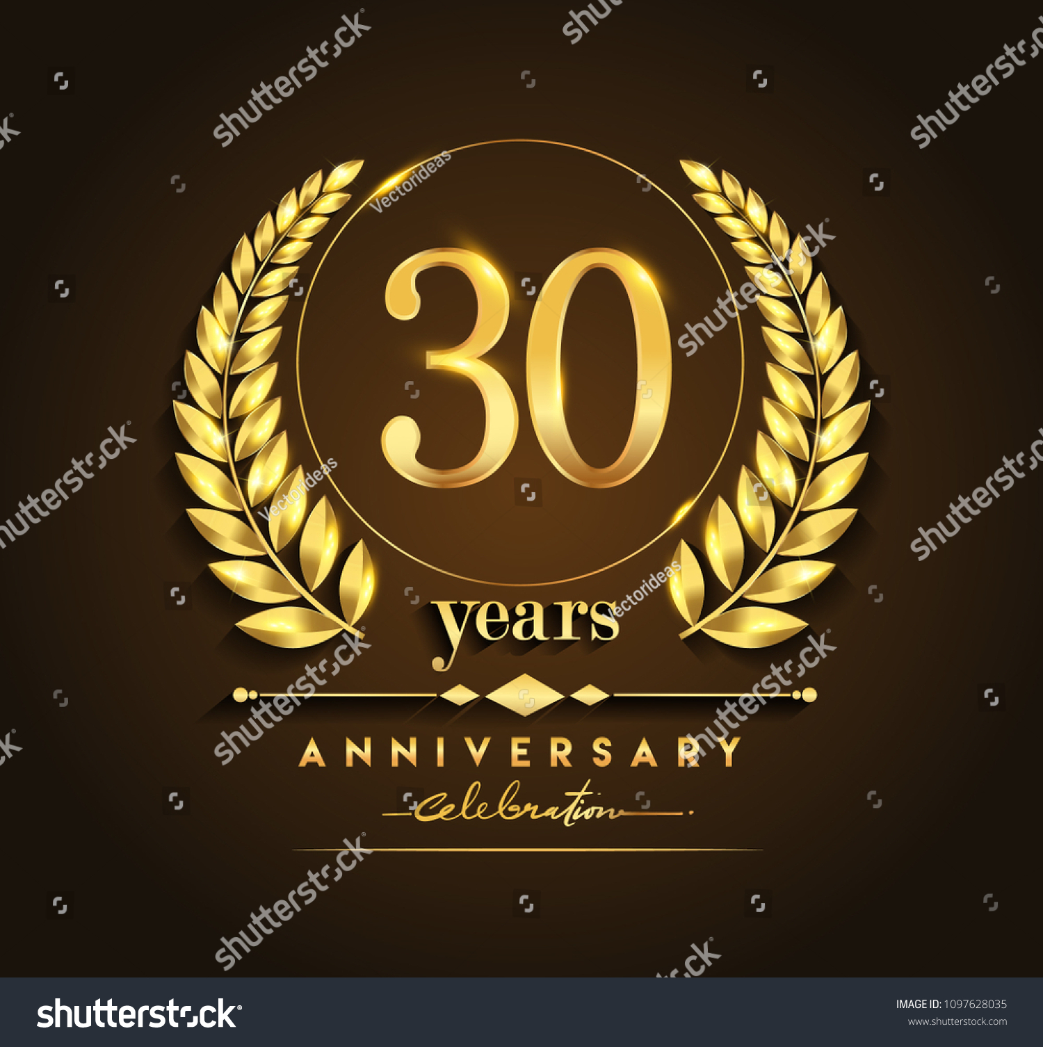 30th Gold Anniversary Celebration Logo Golden Stock Vector (Royalty ...