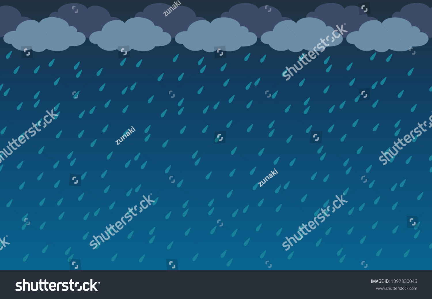 Rainy Sky Background Flat Cartoon Style Stock Vector (Royalty Free ...