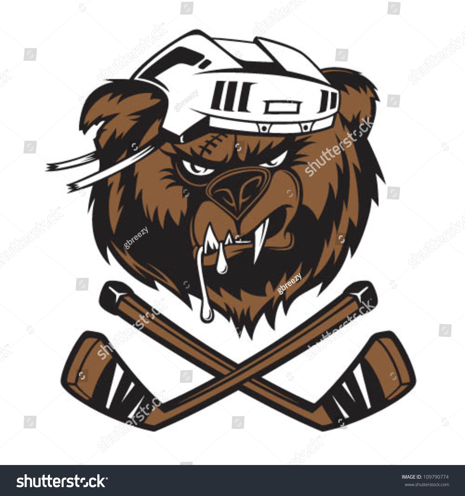 Медведь с клюшкой хоккей