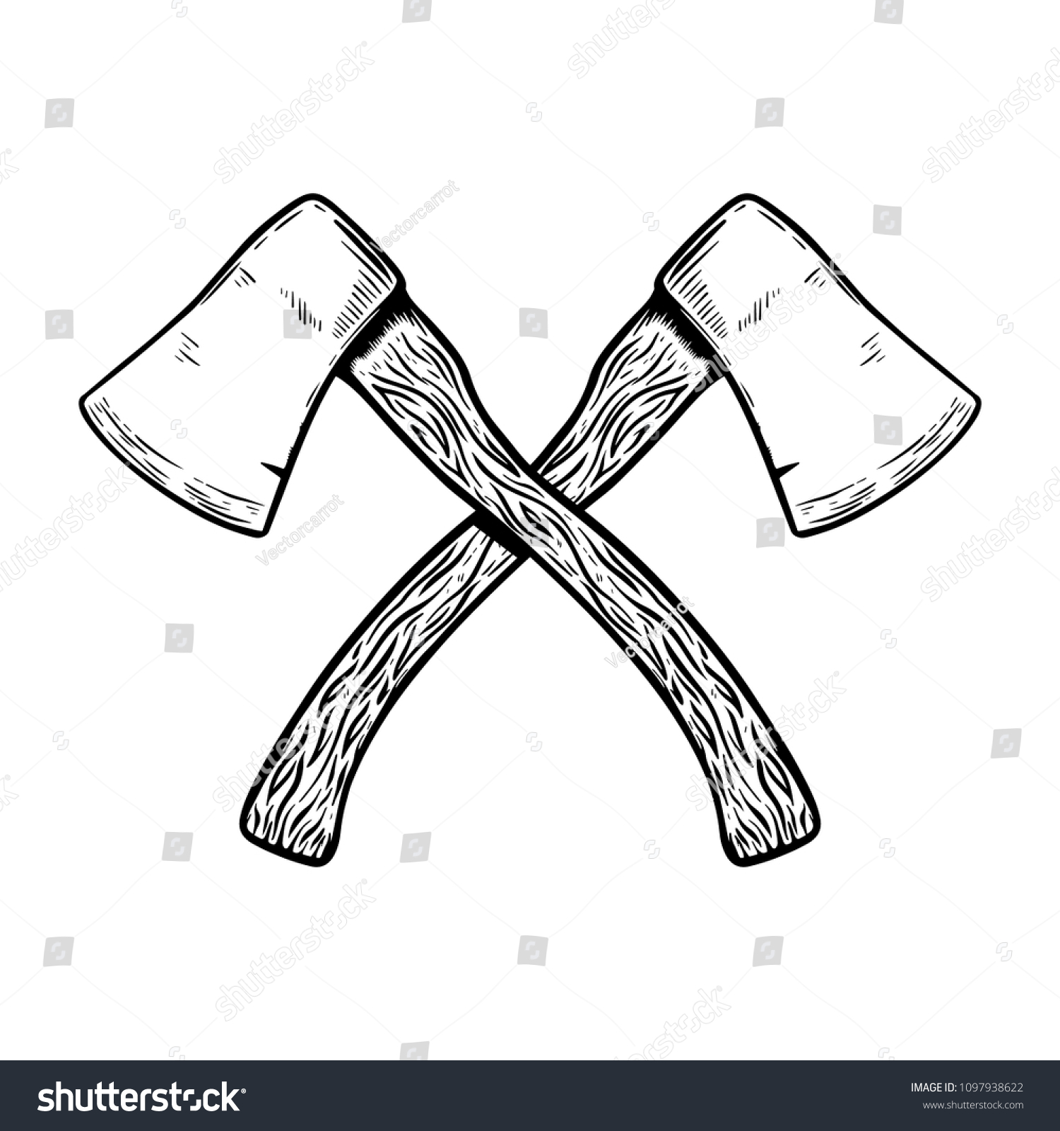 Crossed Hatchets On White Background Design Stock Vector (Royalty Free ...