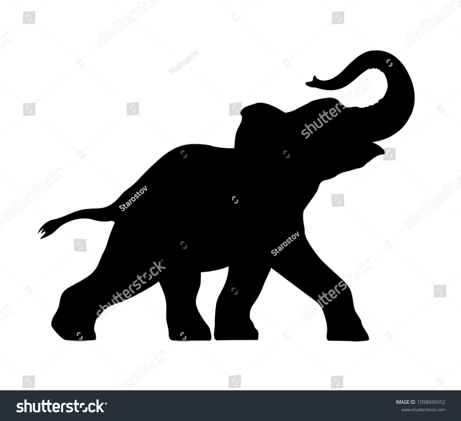 Silhouette Baby Elephant Stock Vector (Royalty Free) 1098049352 ...