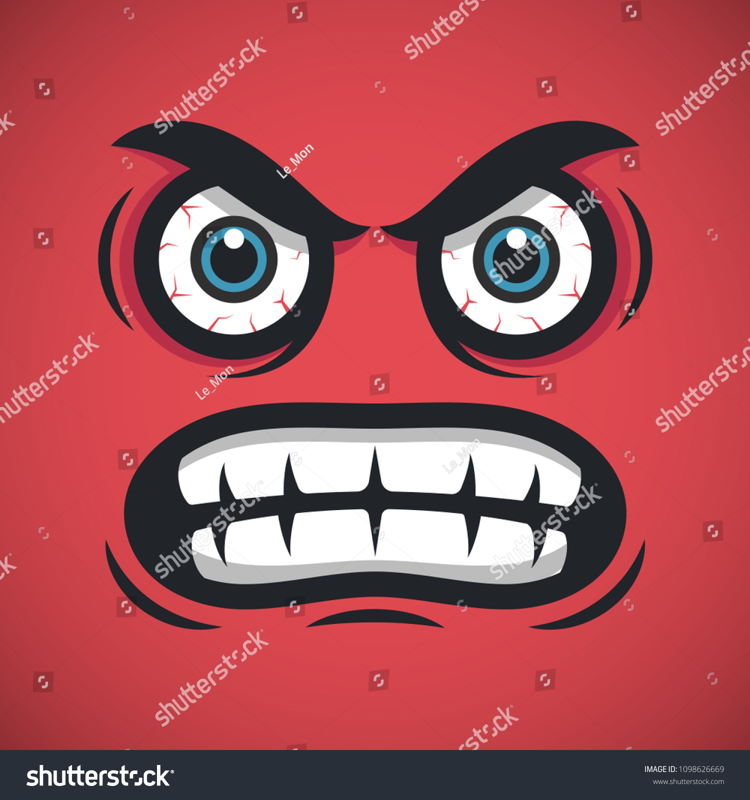 Angry Cartoon Face Aggressive Emotion Stock Vector (Royalty Free ...