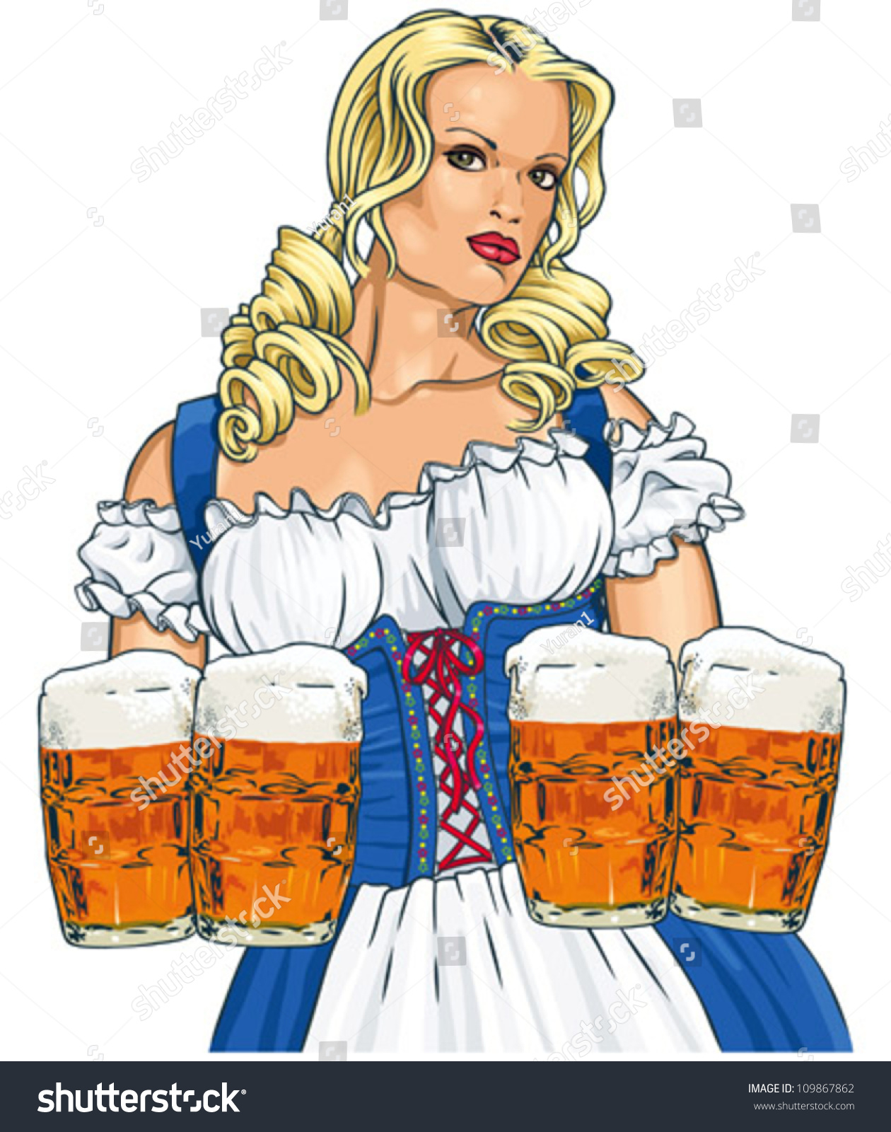 Blonde Girl Beer Traditional Dress Stock Vector (Royalty Free ...