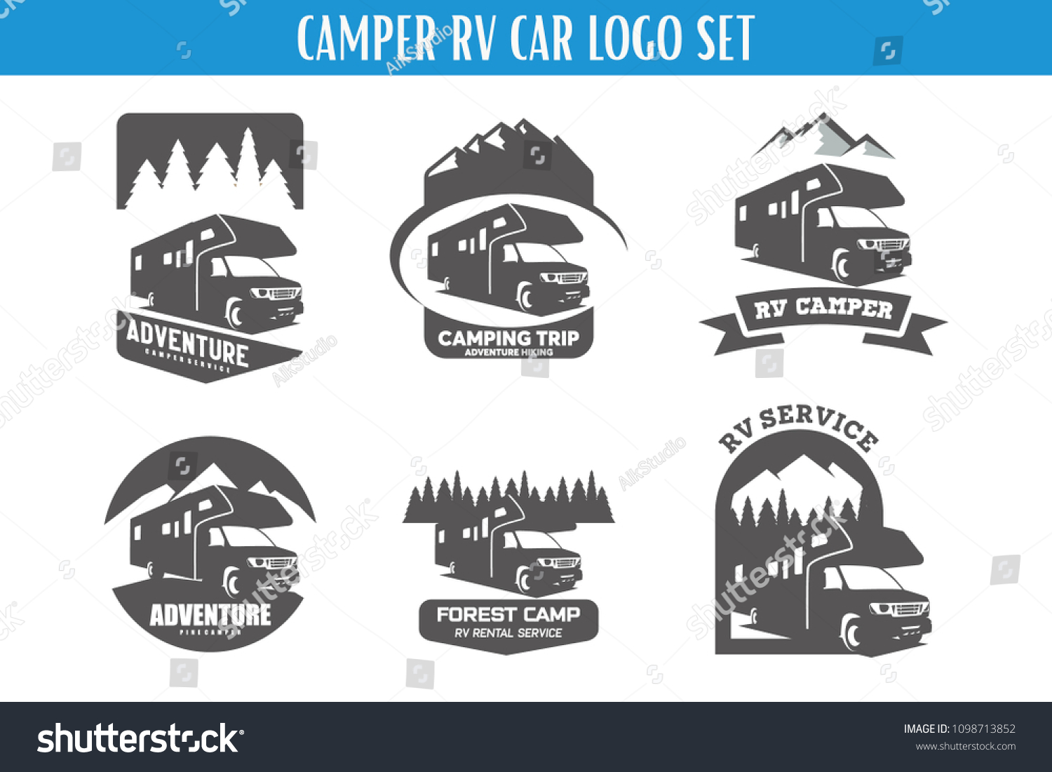 Rv Camper Adventure Logo Designs Template Stock Vector (Royalty Free ...