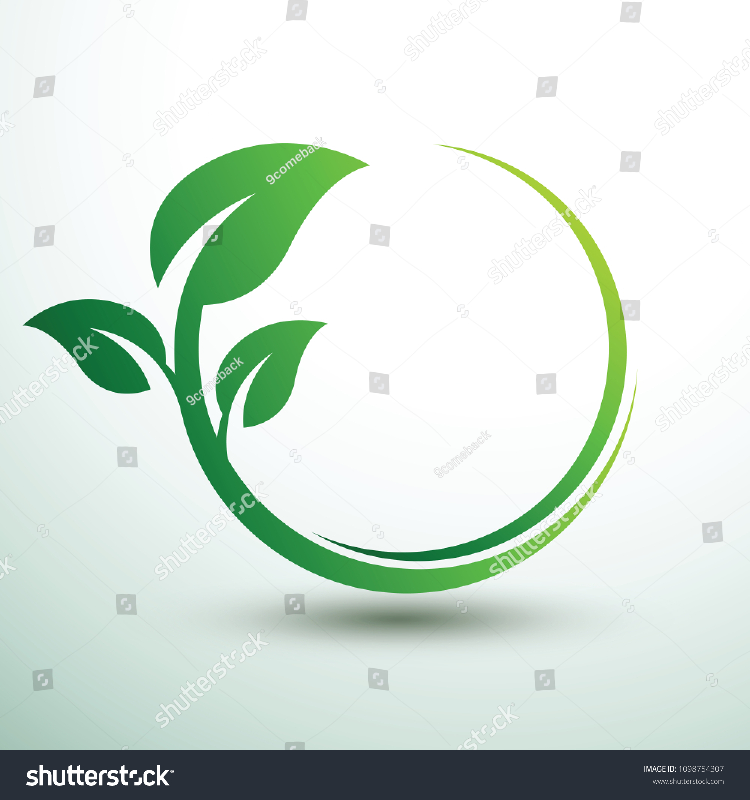 Green Labels Concept Leaves Oval Shapevector Stock Vector (Royalty Free ...