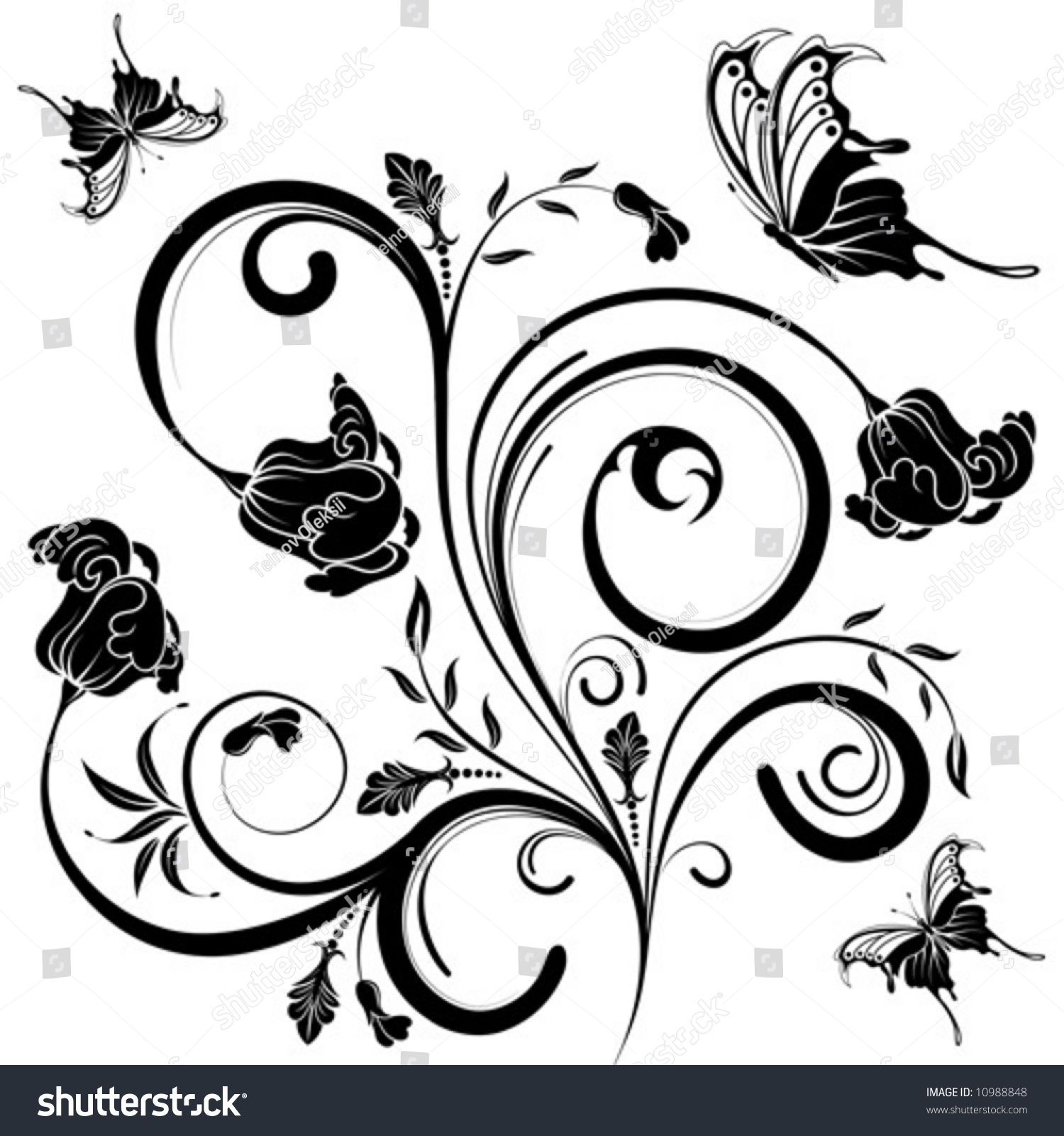 Flower Background Butterfly Element Design Vector Stock Vector Royalty Free 10988848 2944