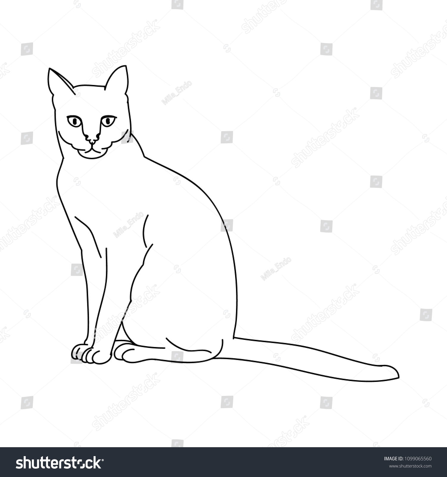 Cat Outline On White Background Vector Stock Vector (Royalty Free ...