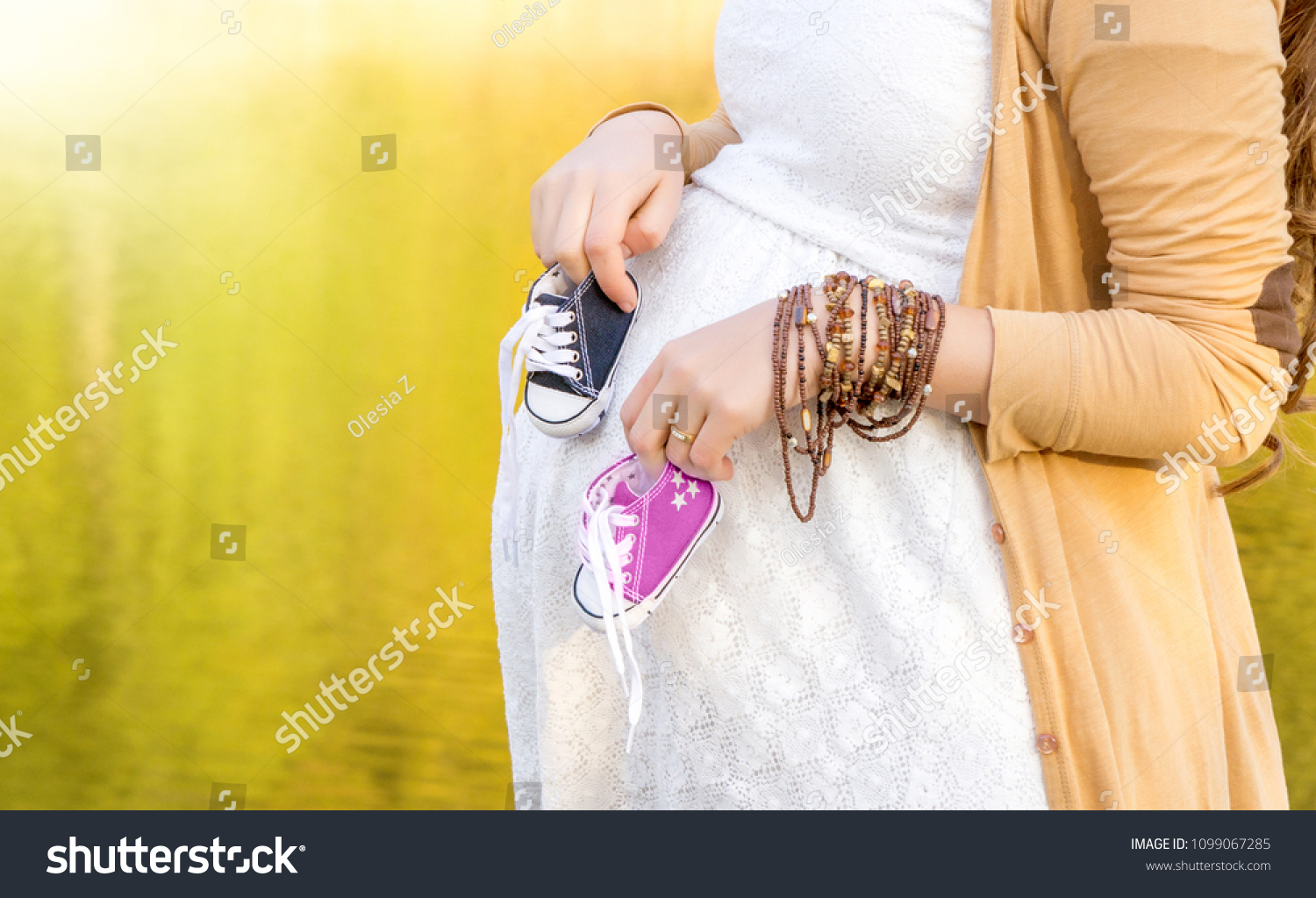Pregnant Woman Belly Holding Ultrasound Scan Stock Photo 1099067285