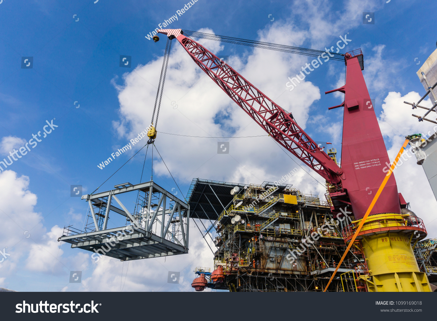 Offshore Crane Performing Heavy Lifting Structure Stock Photo ...