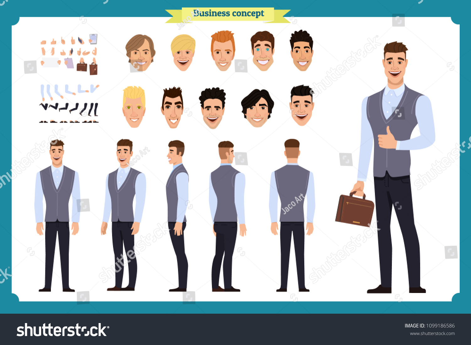 Vektor Stok Front Side Back View Animated Character Tanpa Royalti 1099186586 Shutterstock 3855