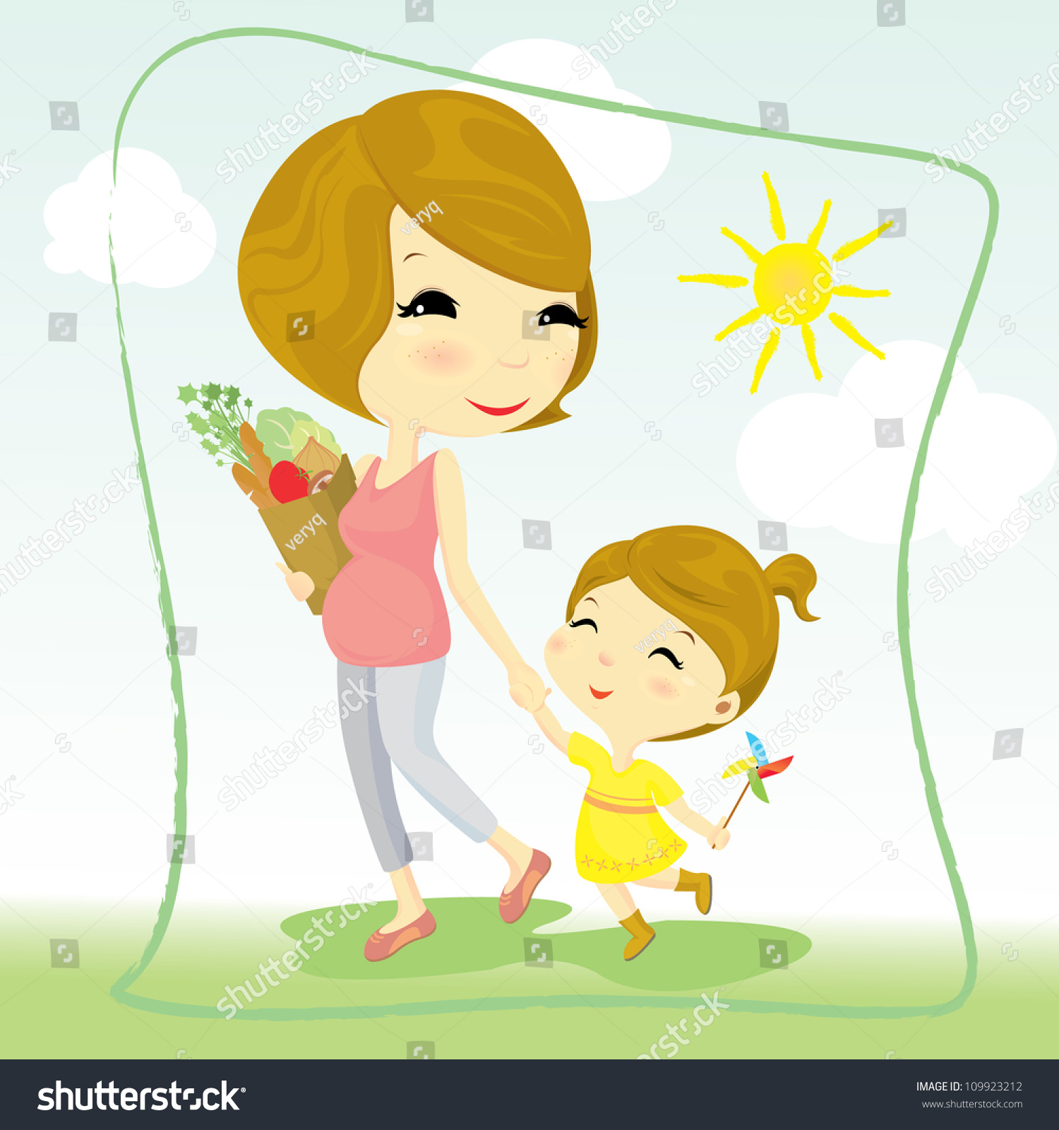 Mother Daughter Shopping Together Stock Vector (royalty Free) 109923212 