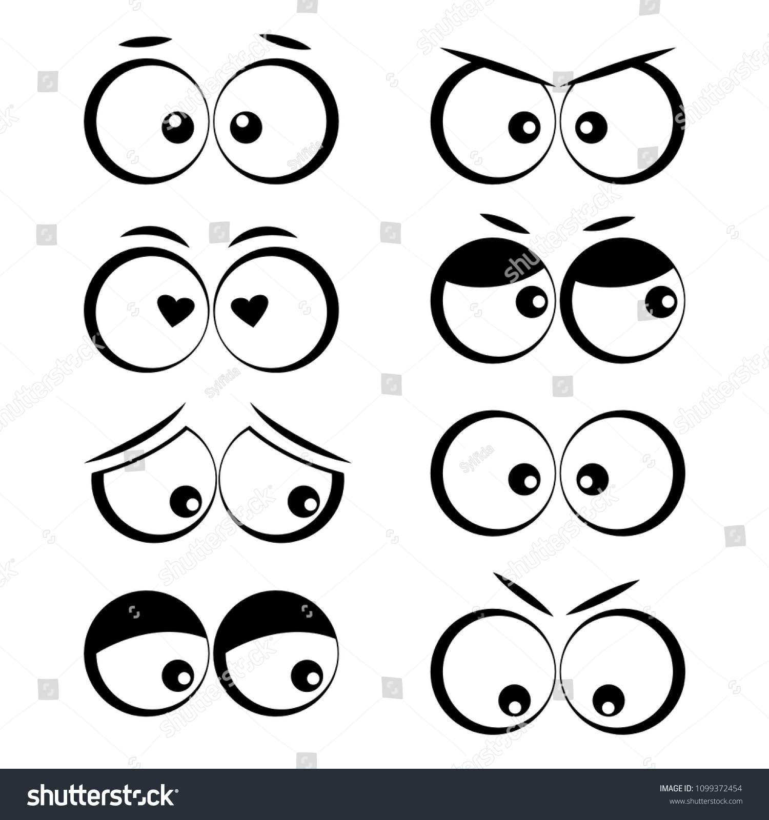 Collection Cartoon Eyes Different Emotions Vector Stock Vector (Royalty ...