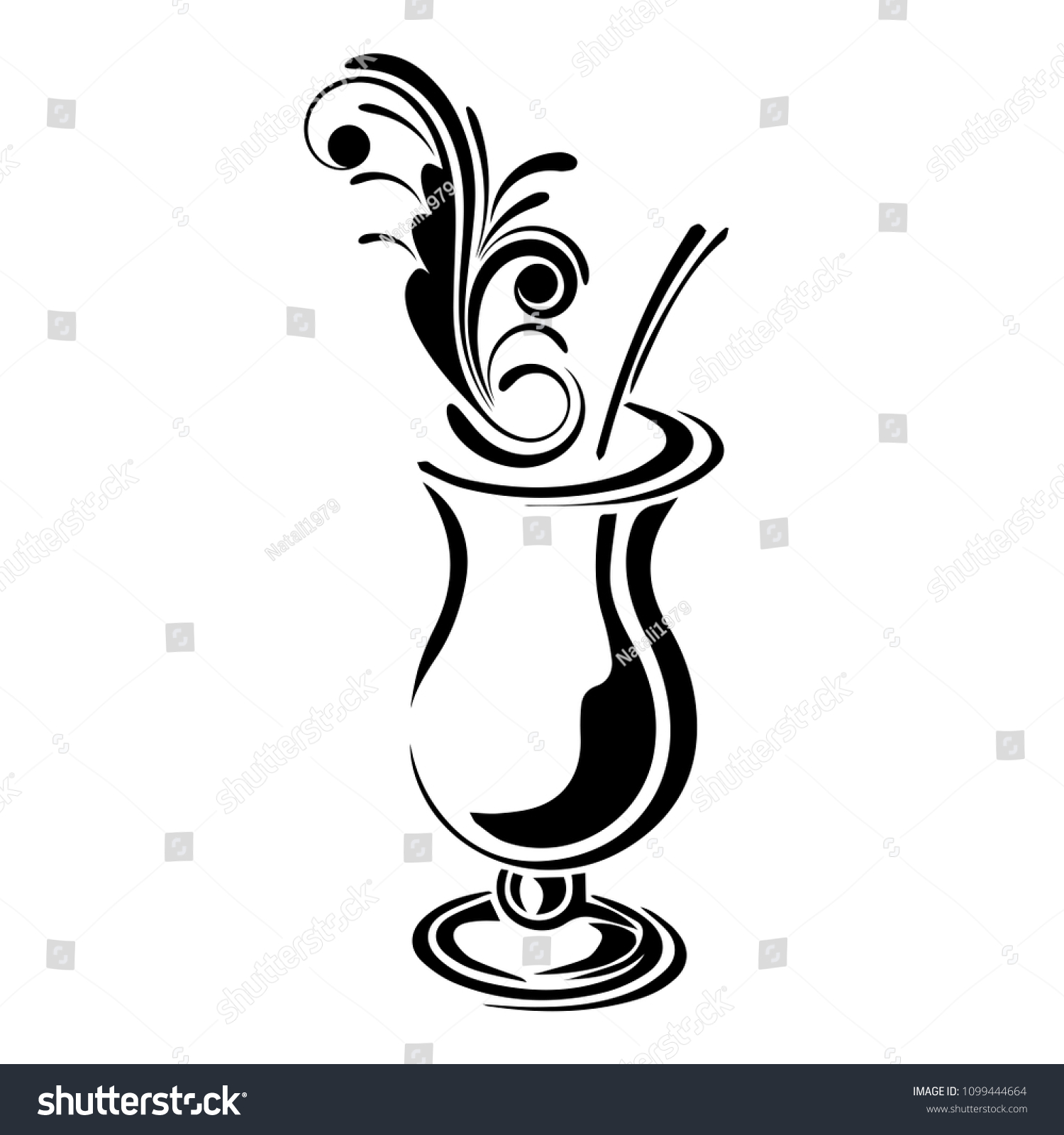 Glass Cocktail Silhouette Black On White Stock Vector Royalty Free 1099444664 Shutterstock