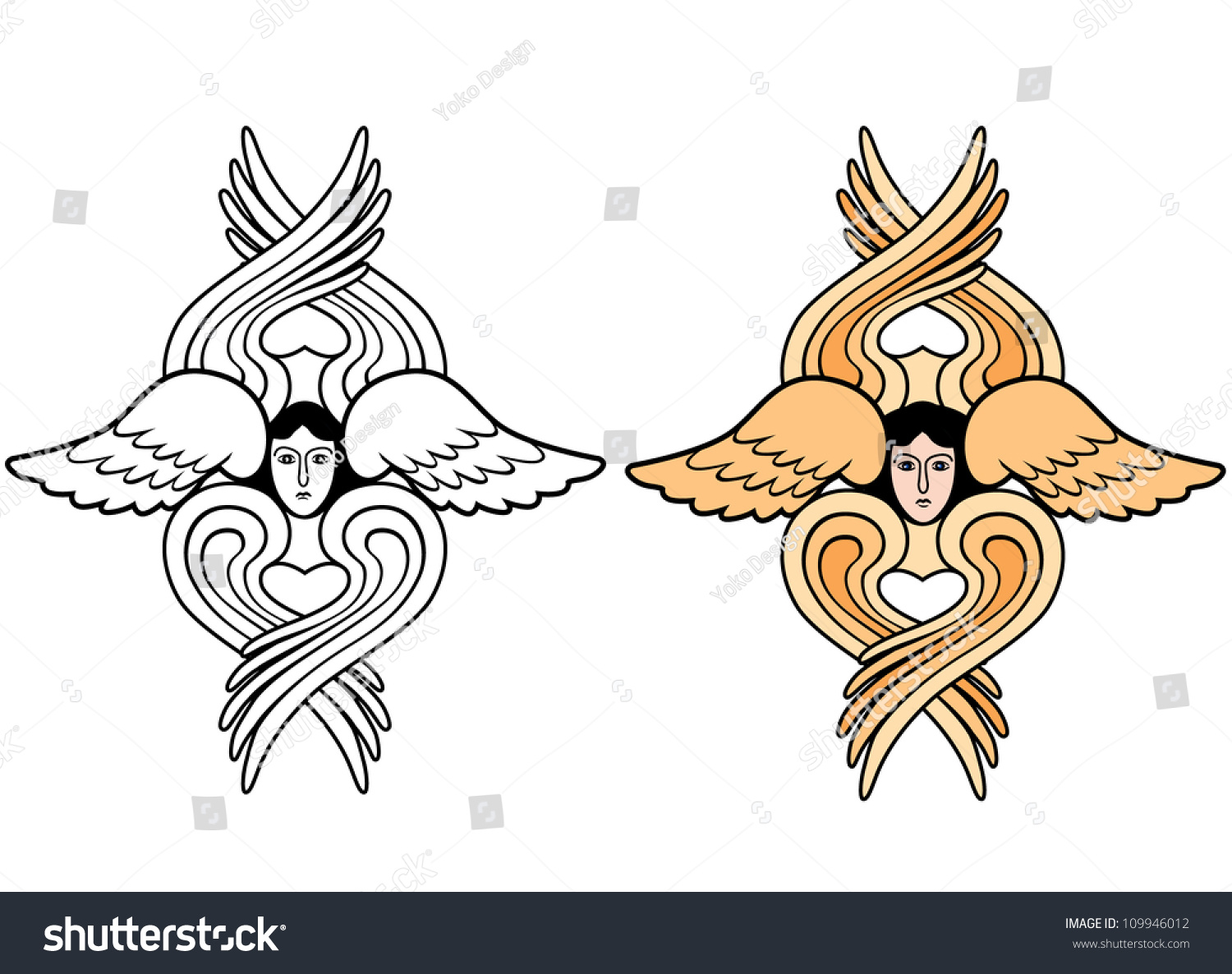 Seraphim Outline Color Vector Illustration Stock Vector Royalty Free