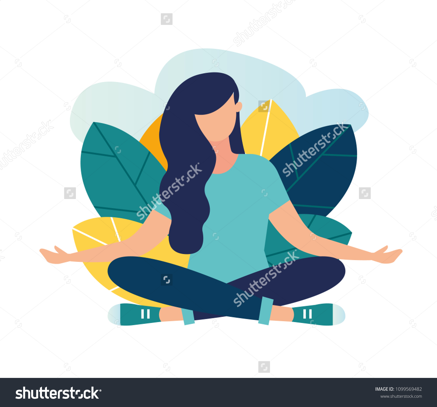 Vector Illustration Concept Meditation Health Benefits Stock Vector ...