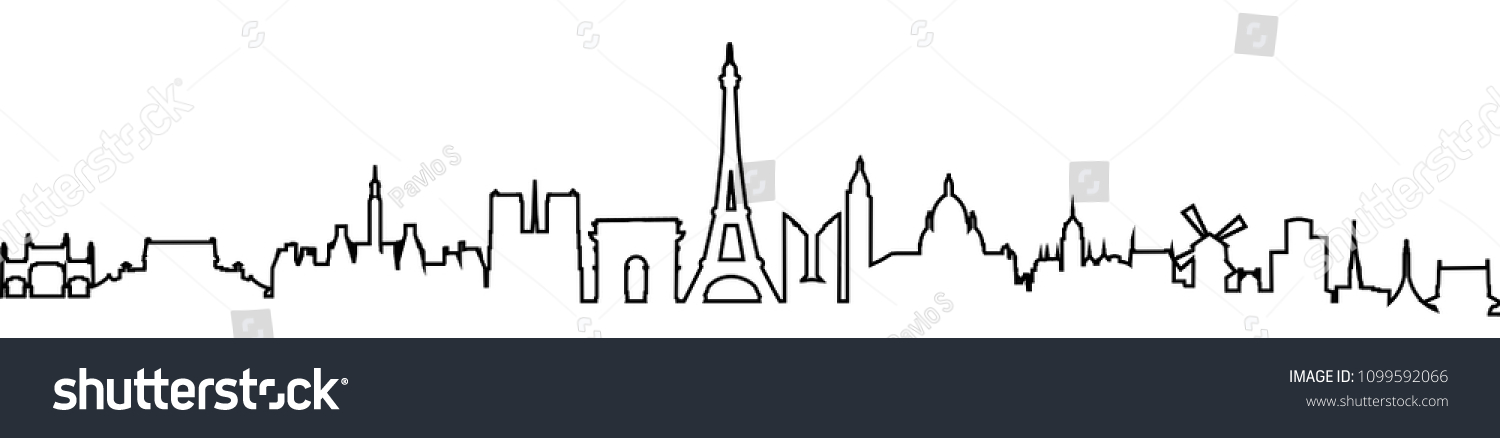 Paris Silhouette One Line Stock Vector Stock Vector (Royalty Free ...