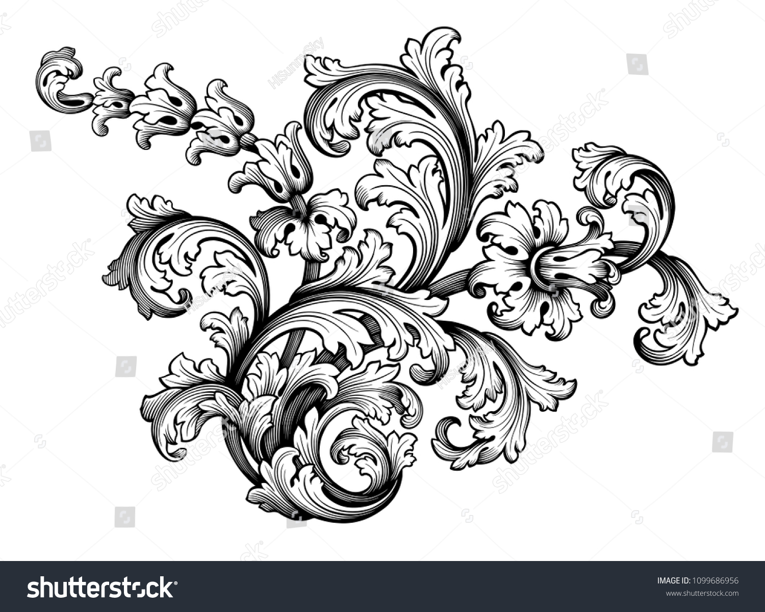 Vintage Baroque Victorian Frame Border Floral Stock Vector (Royalty ...