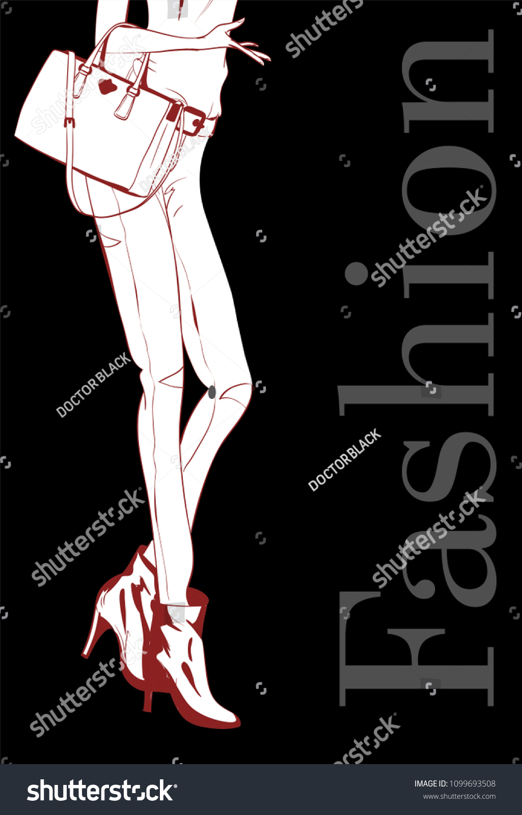 Legs Woman Jeans Stiletto Shes Sketch Stock Vector (Royalty Free ...