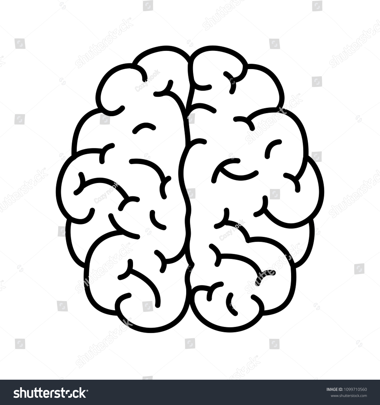 Human Brain Flat Linear Vector Icon Stock Vector (Royalty Free ...