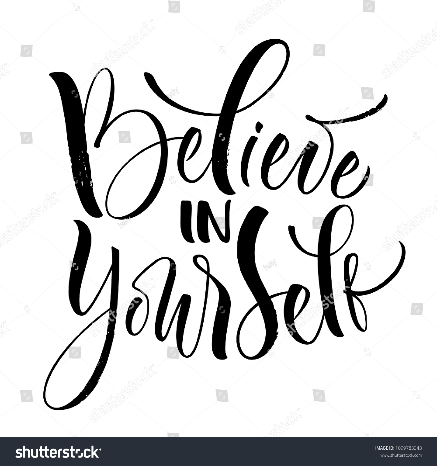 Believe Yourself Lettering Handwritten Modern Calligraphy Stock Vector ...