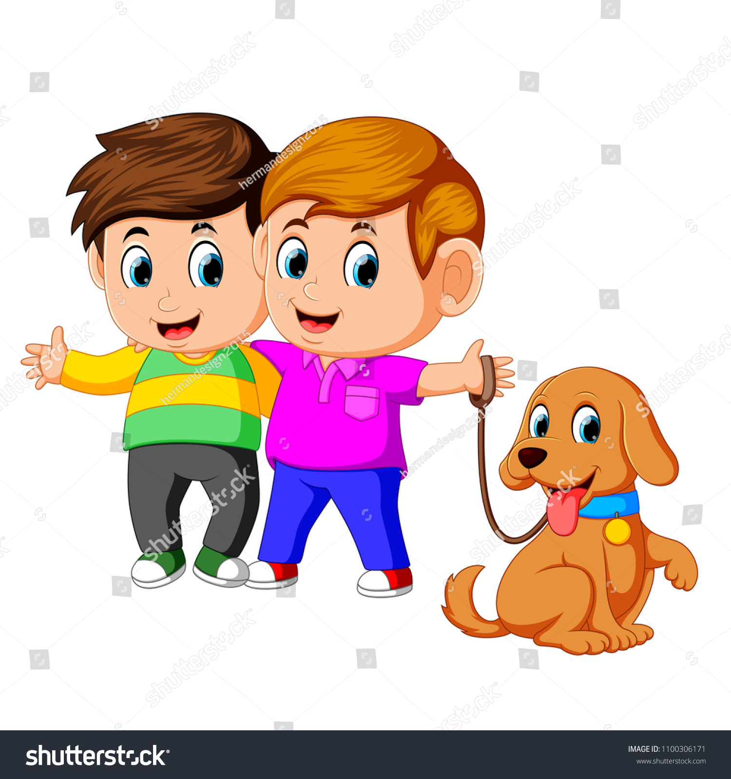 dog and clipart and boy