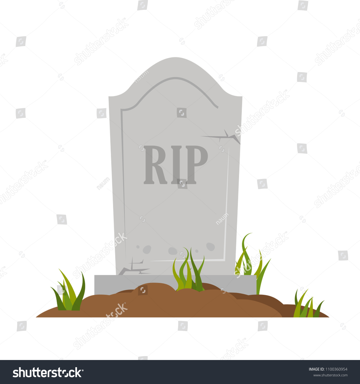 Stone Tombstone Ripisolated On White Backgroundflat Stock Vector ...