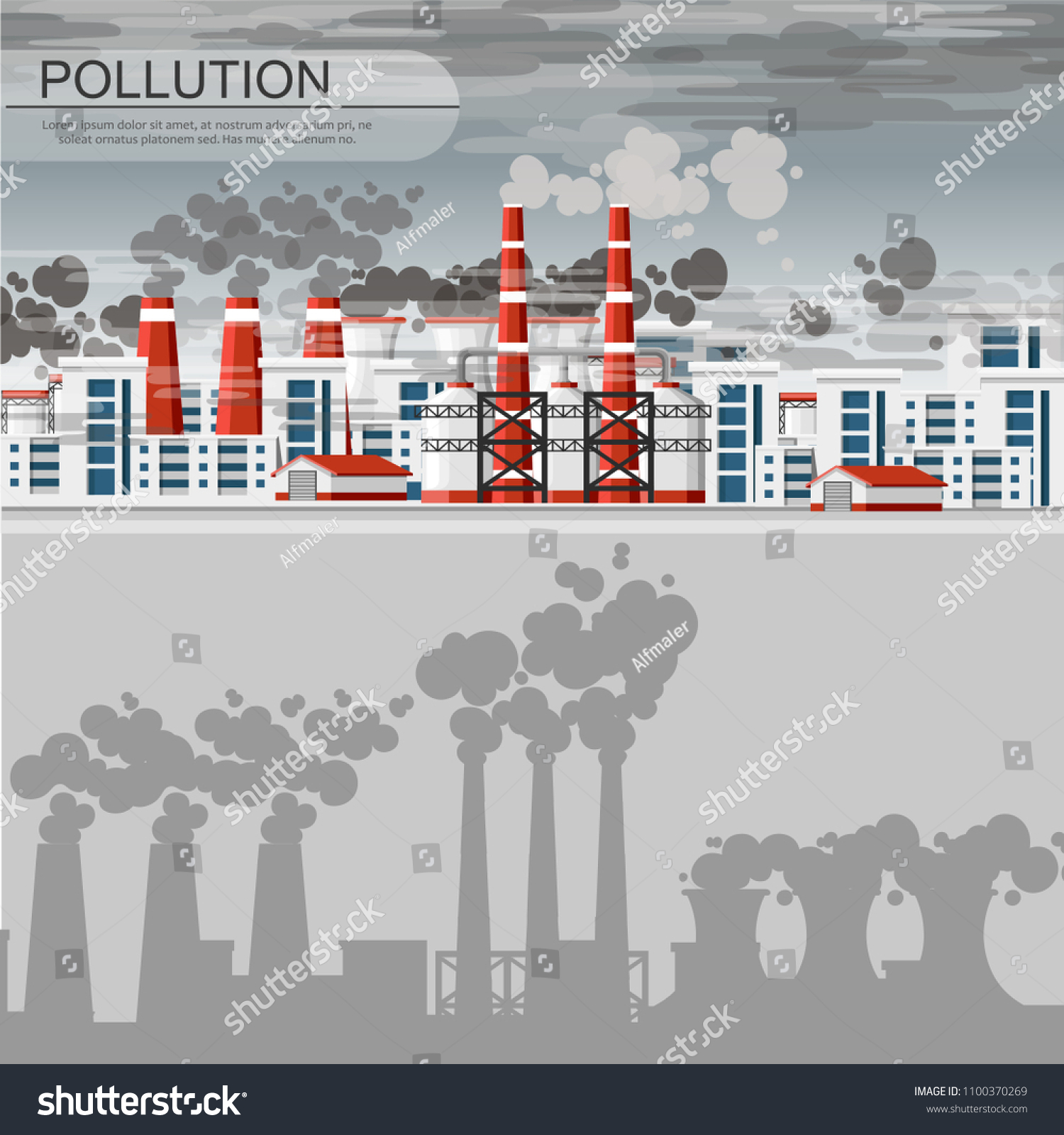 Smog Polluted Urban Landscape Highly Polluted Stock Vector (Royalty ...