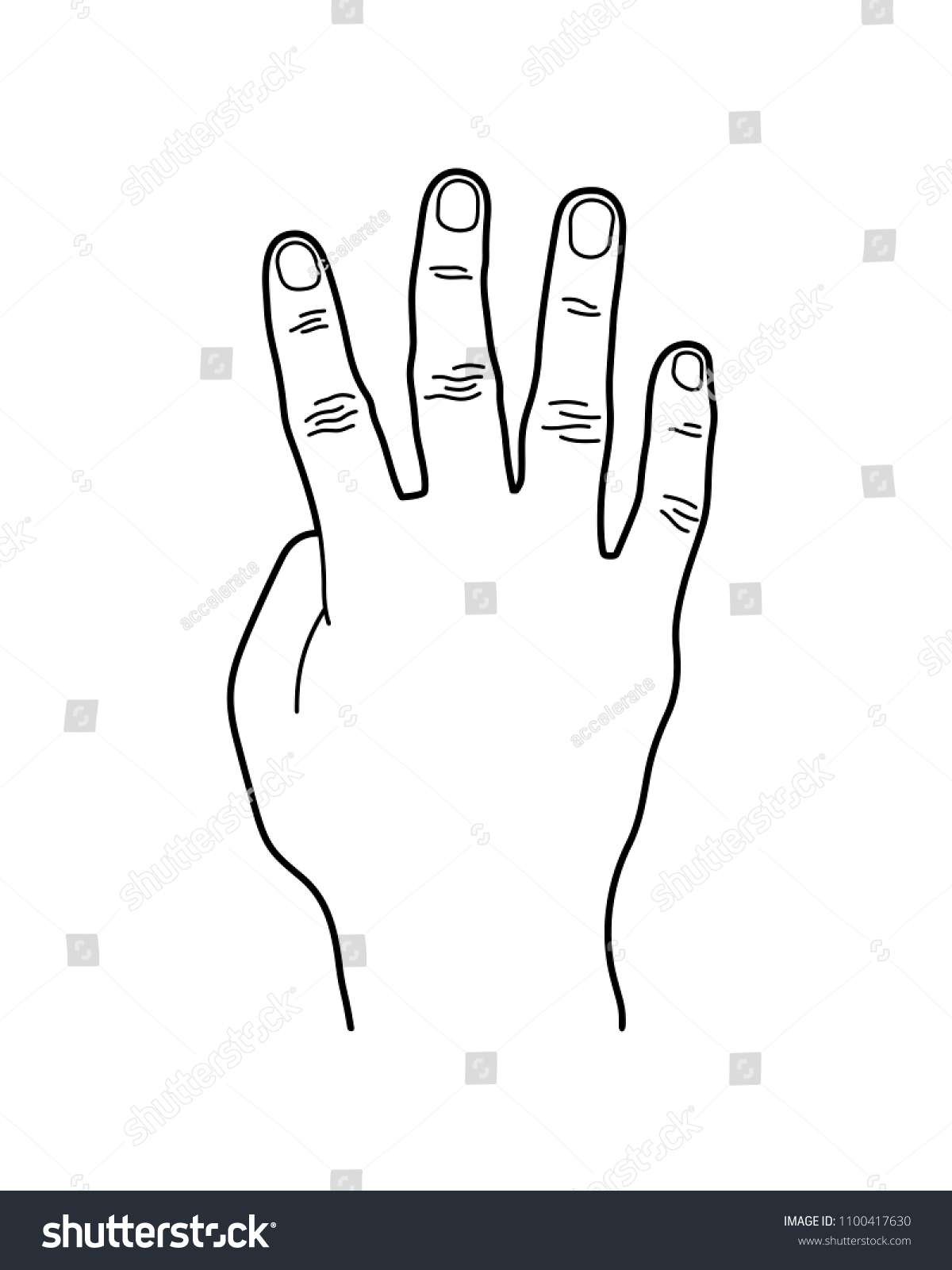 Number 4 Four Hand Sign Line Stock Vector (Royalty Free) 1100417630 ...