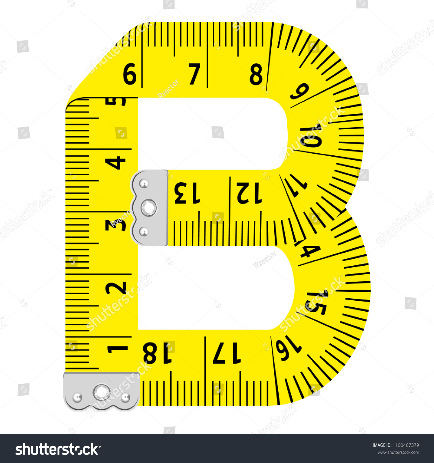 Letter B Ruler Icon Cartoon Illustration Stock Illustration 1100467379 ...