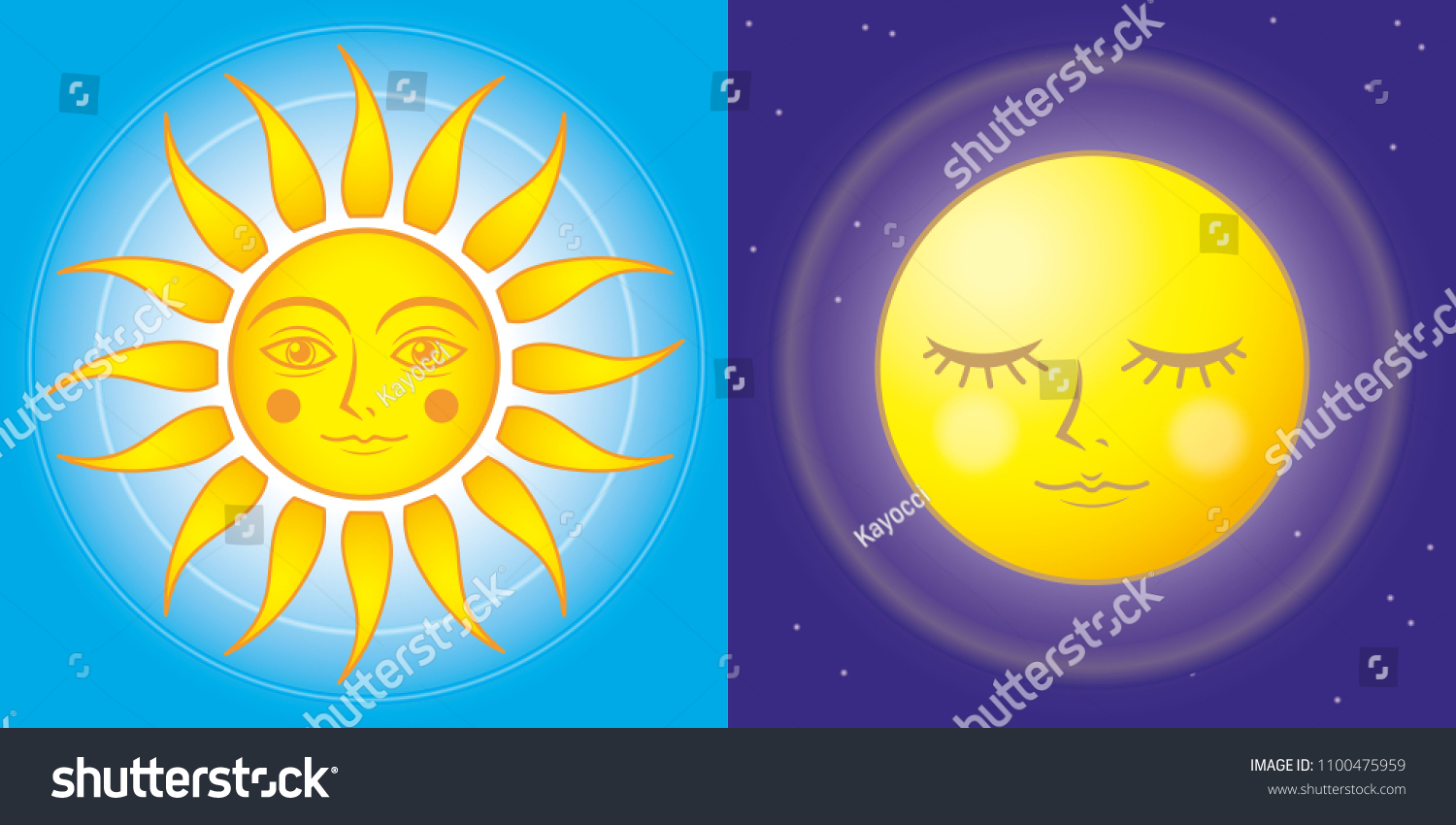 Sun Moon Fantasy Image Stock Vector (Royalty Free) 1100475959 ...