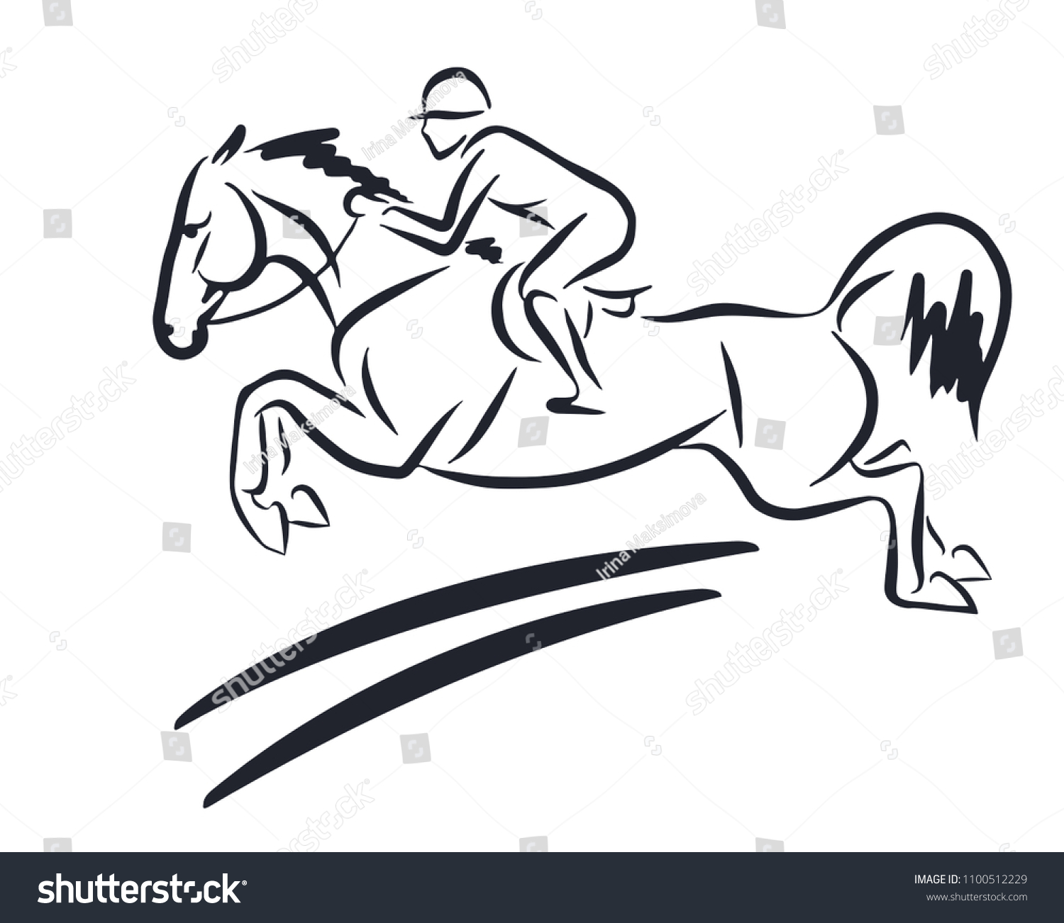 Sketch Rider On Horse Jumping Over Stock Vector (Royalty Free ...