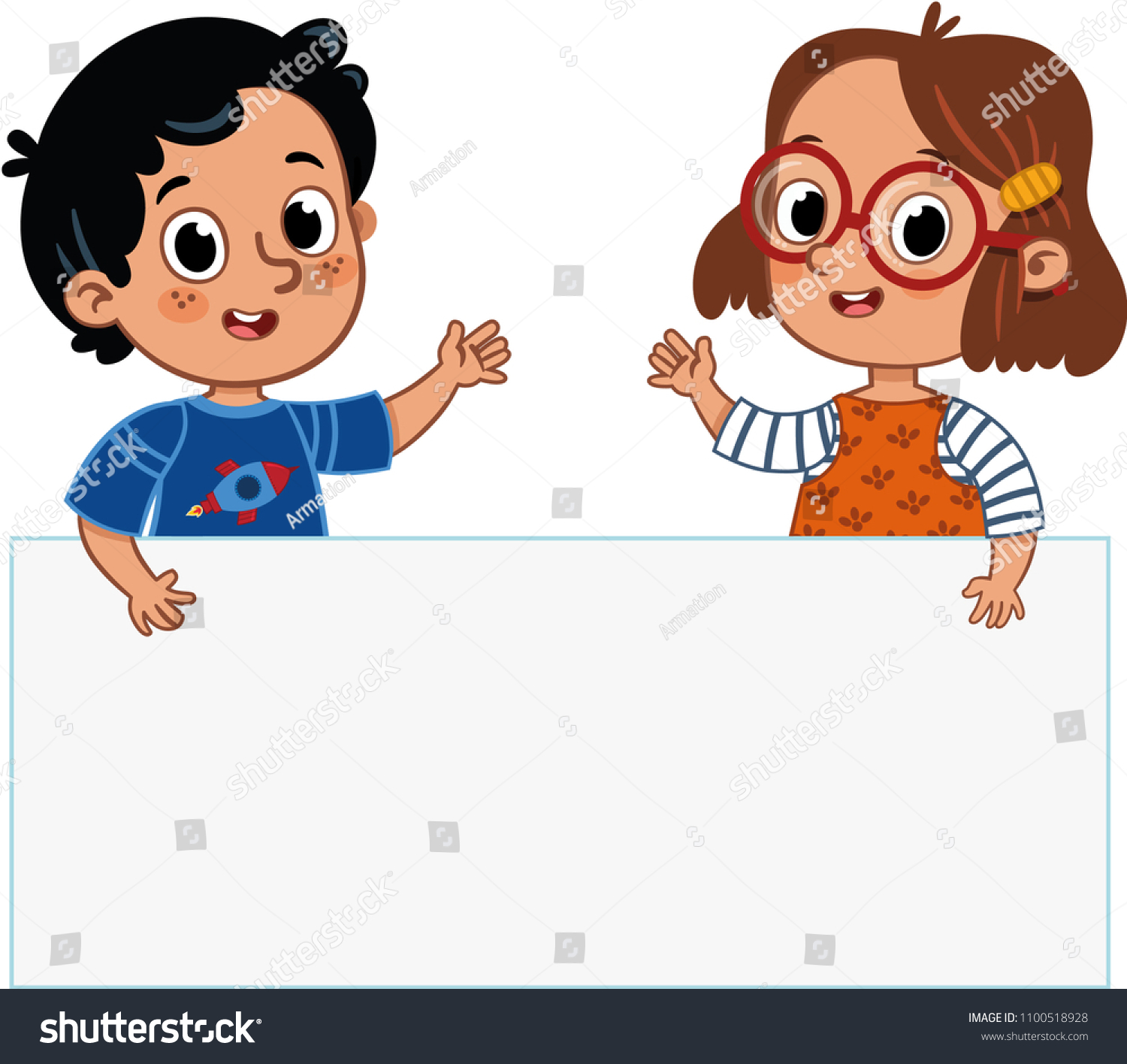 Cute Children Holding Banners Stock Vector Image By ©virinaflora