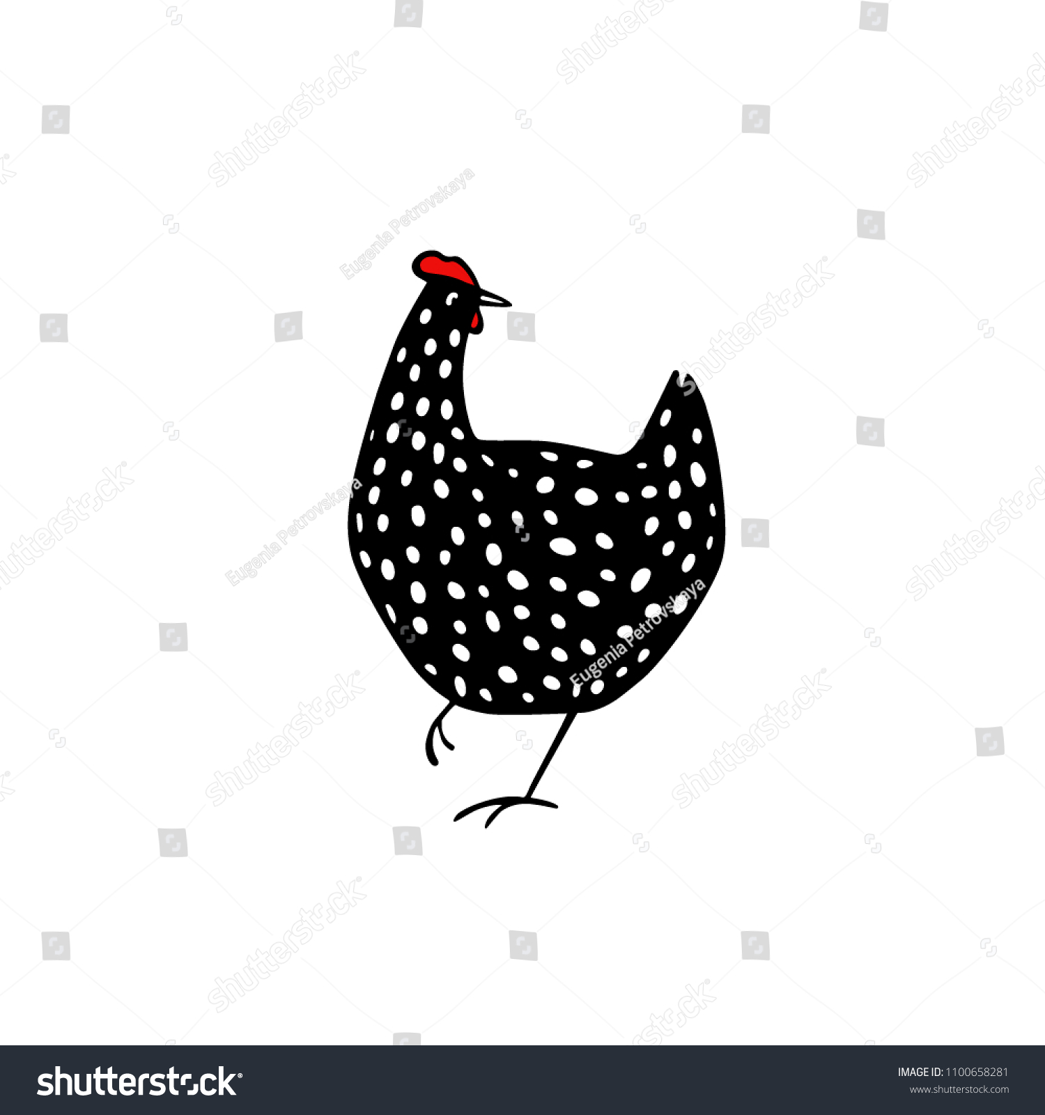 Hand Drawn Speckled Hen Stock Vector (Royalty Free) 1100658281 ...