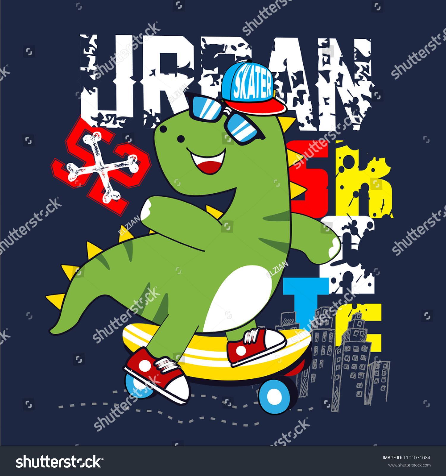 Urban Skate Cartoon Vector Stock Vector (Royalty Free) 1101071084 ...