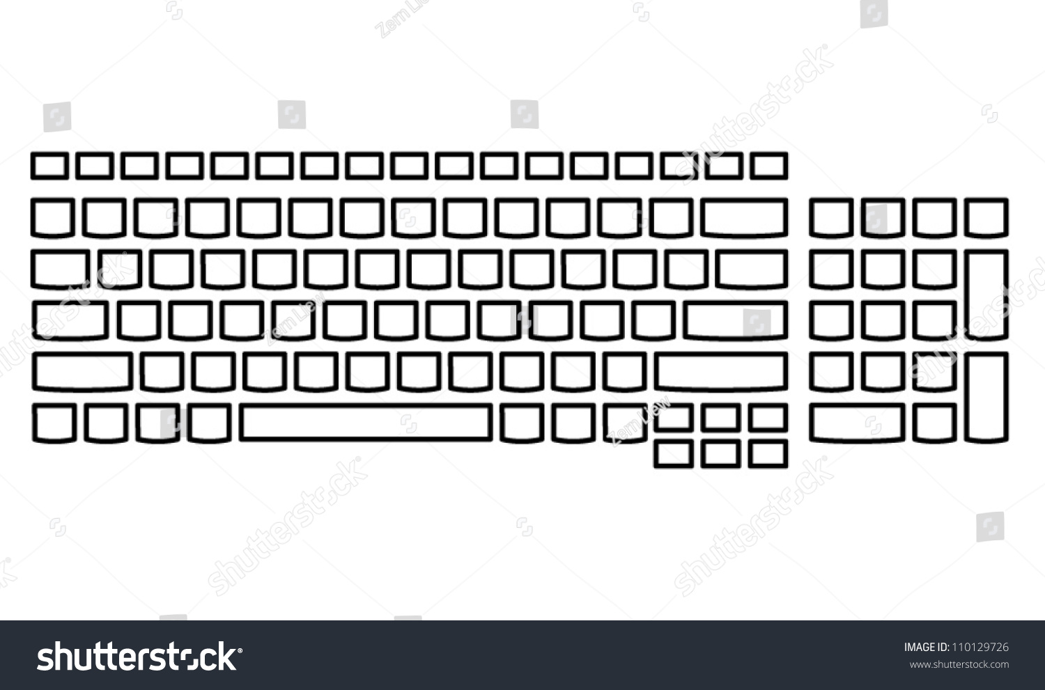 Plain Unlabelled Islandstyle Keyboard Us Layout Stock Vector (Royalty ...