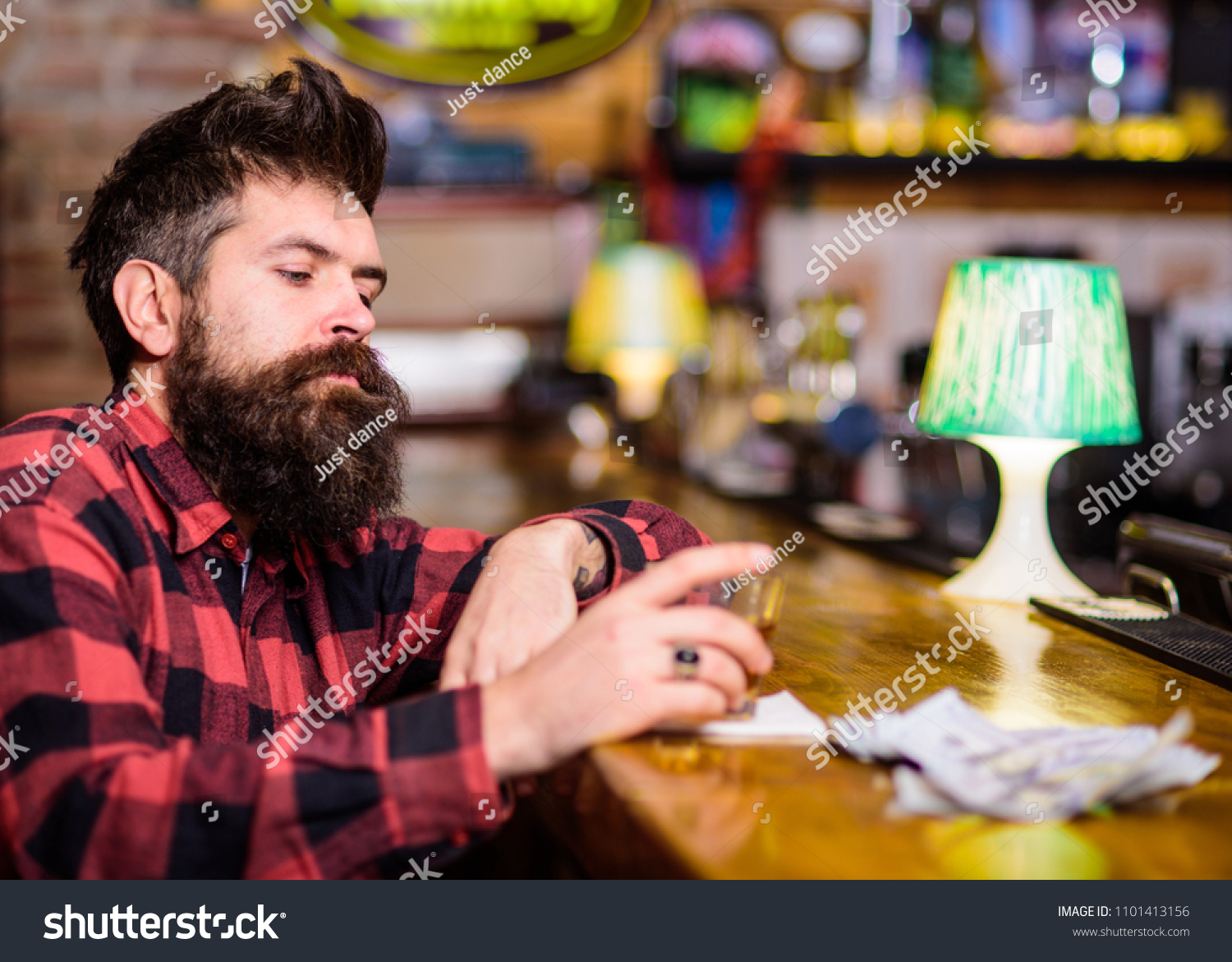 Depression Alcoholism Concept Man Sad Face Stock Photo 1101413156 ...