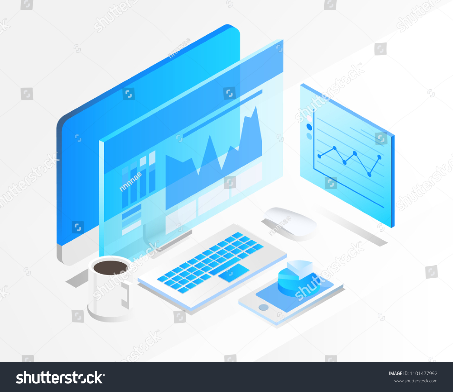 Business Analysis System Isometric Blue Light Stock Vector (Royalty ...