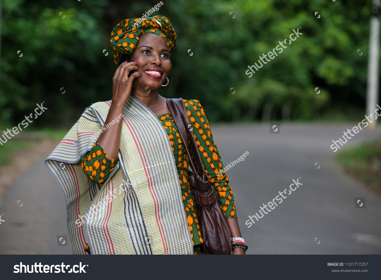 Young African Woman Standing Traditional Clothes Stock Photo 1101717257 ...