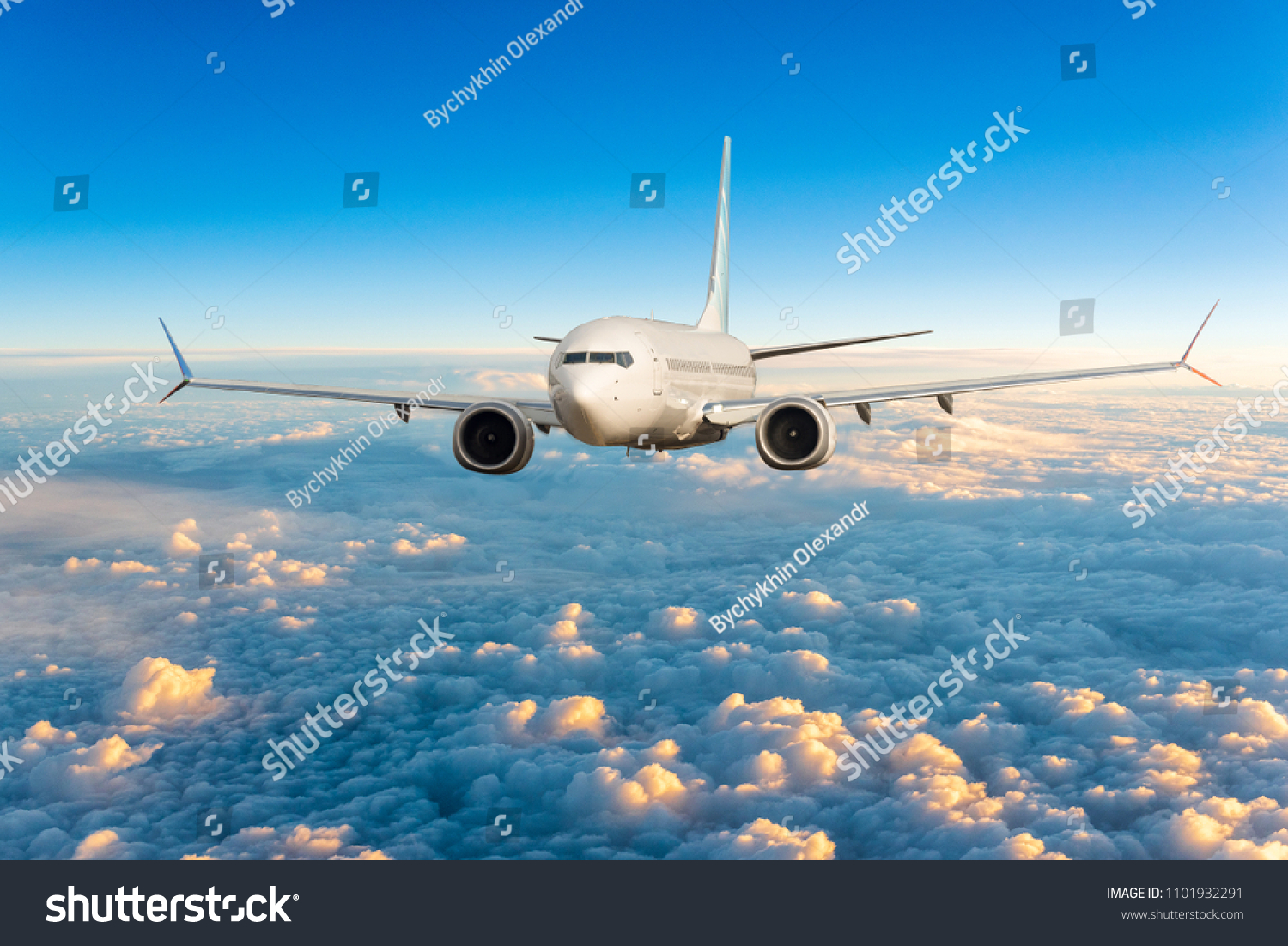 Front View Aircraft Flight Passenger Plane Stock Photo 1101932291 ...