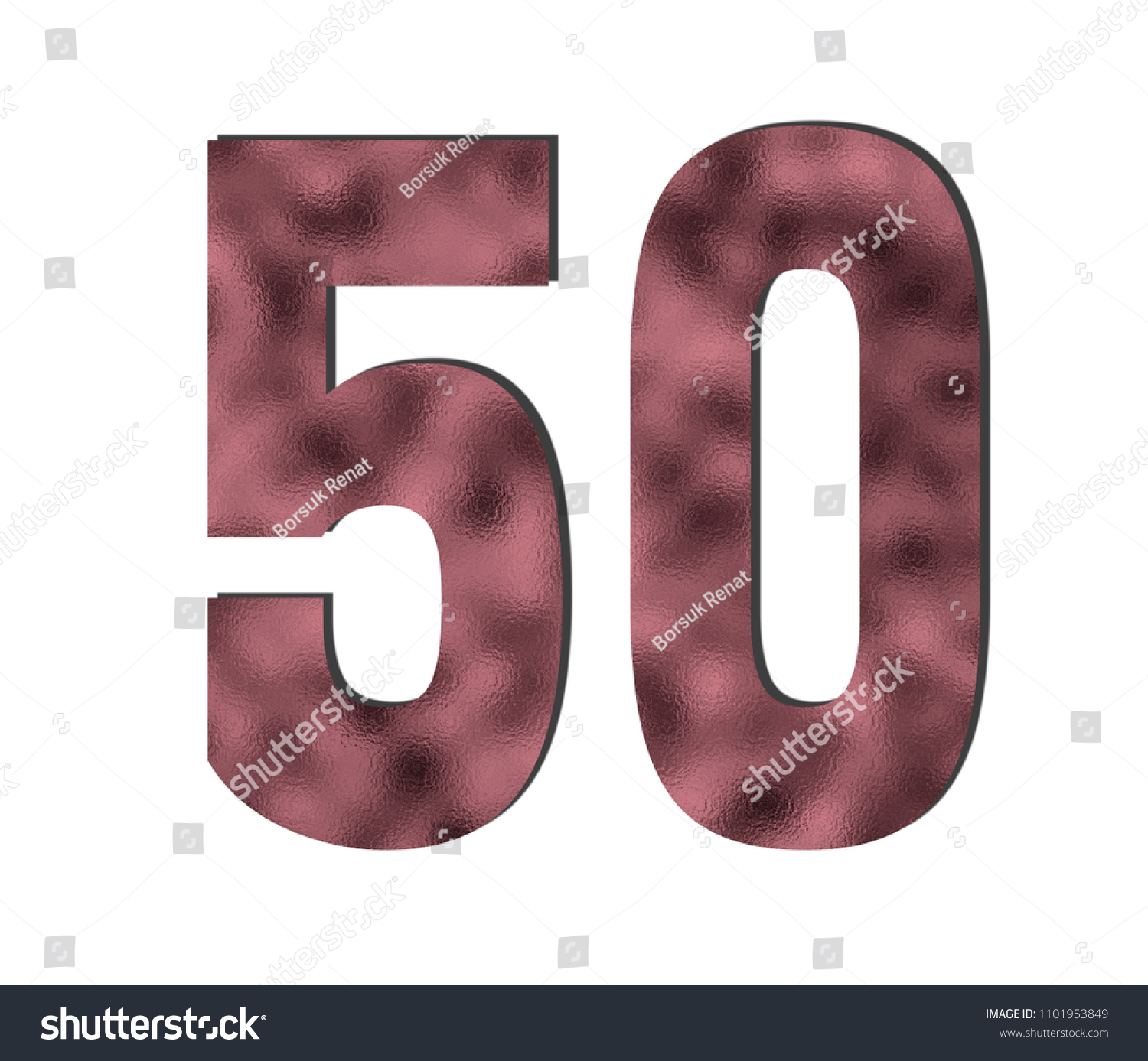 50 Number Rose Gold Color Shiny Stock Illustration 1101953849