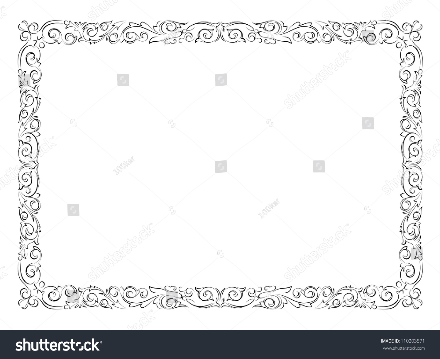 Simple Black Ornamental Decorative Frame Stock Illustration 110203571 ...