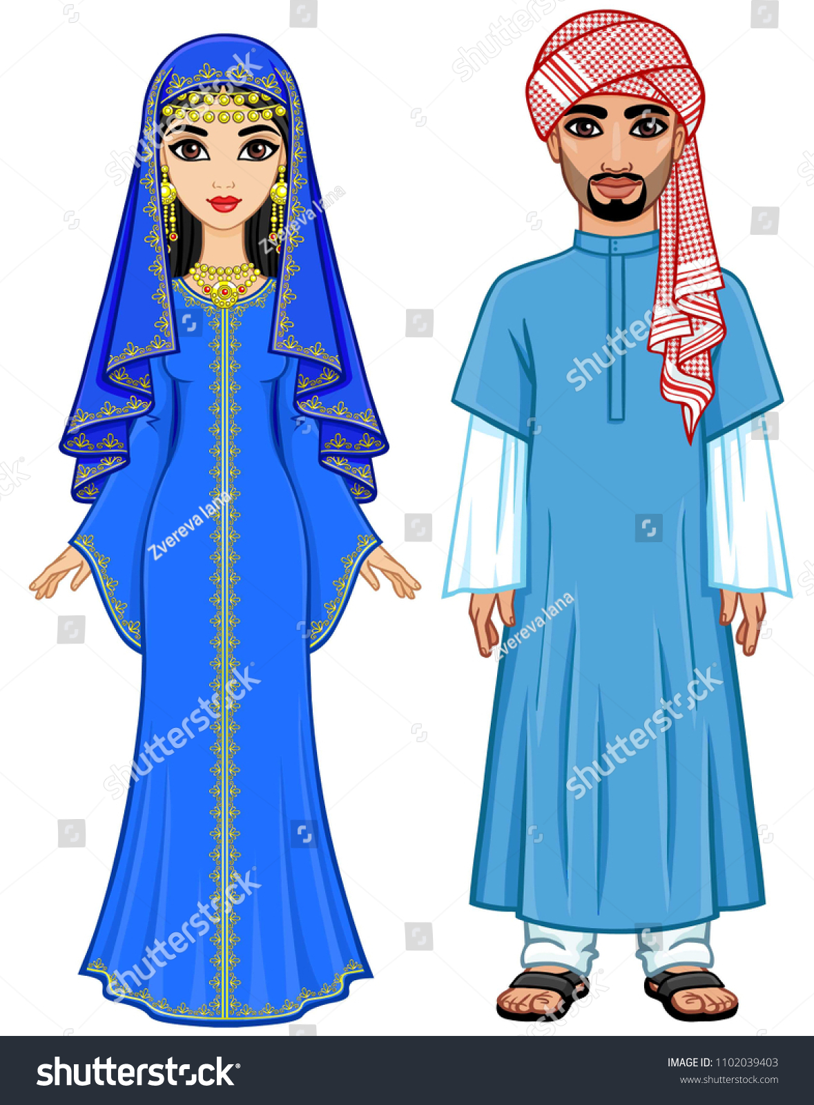 East Fairy Tale Animation Portrait Arab Stock Vector (Royalty Free ...