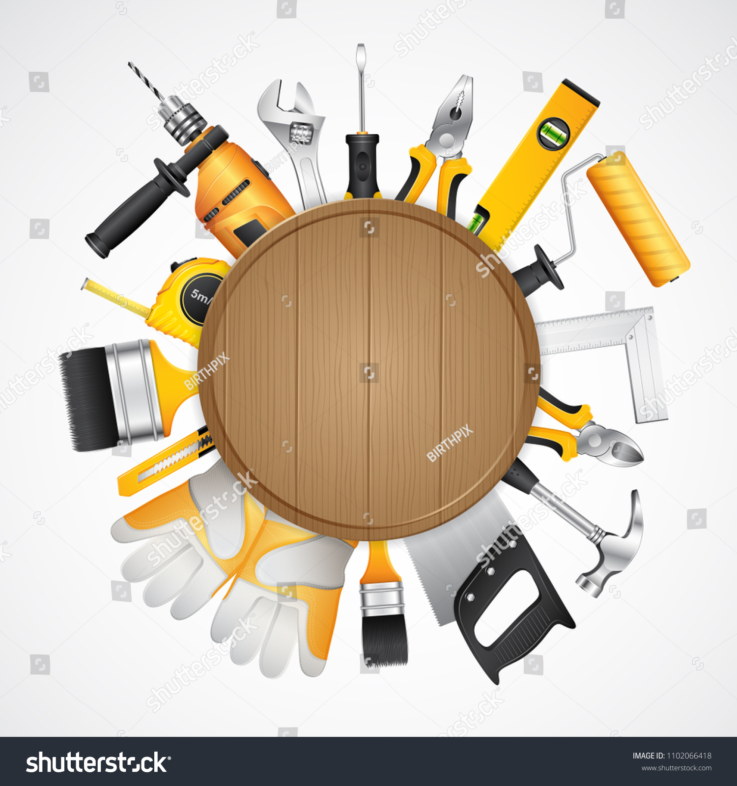 Construction Concept Set All Tools Supplies Stock Vector (Royalty Free ...