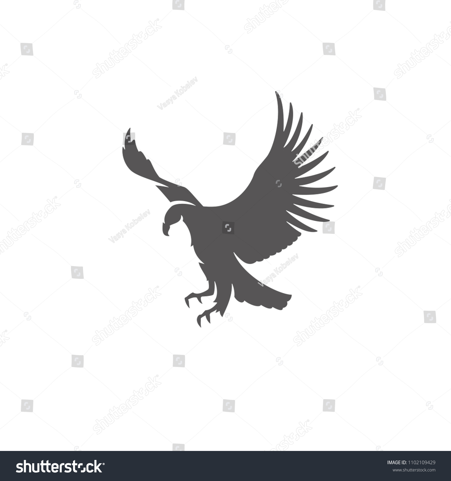 Eagle Silhouette Isolated On White Background Stock Vector (Royalty ...