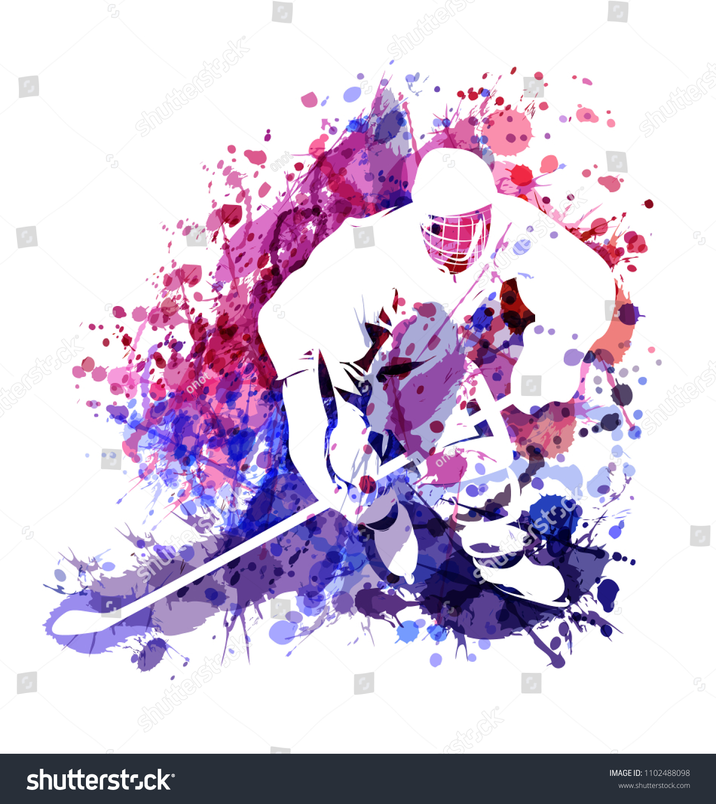 Хоккей рисунок акварель