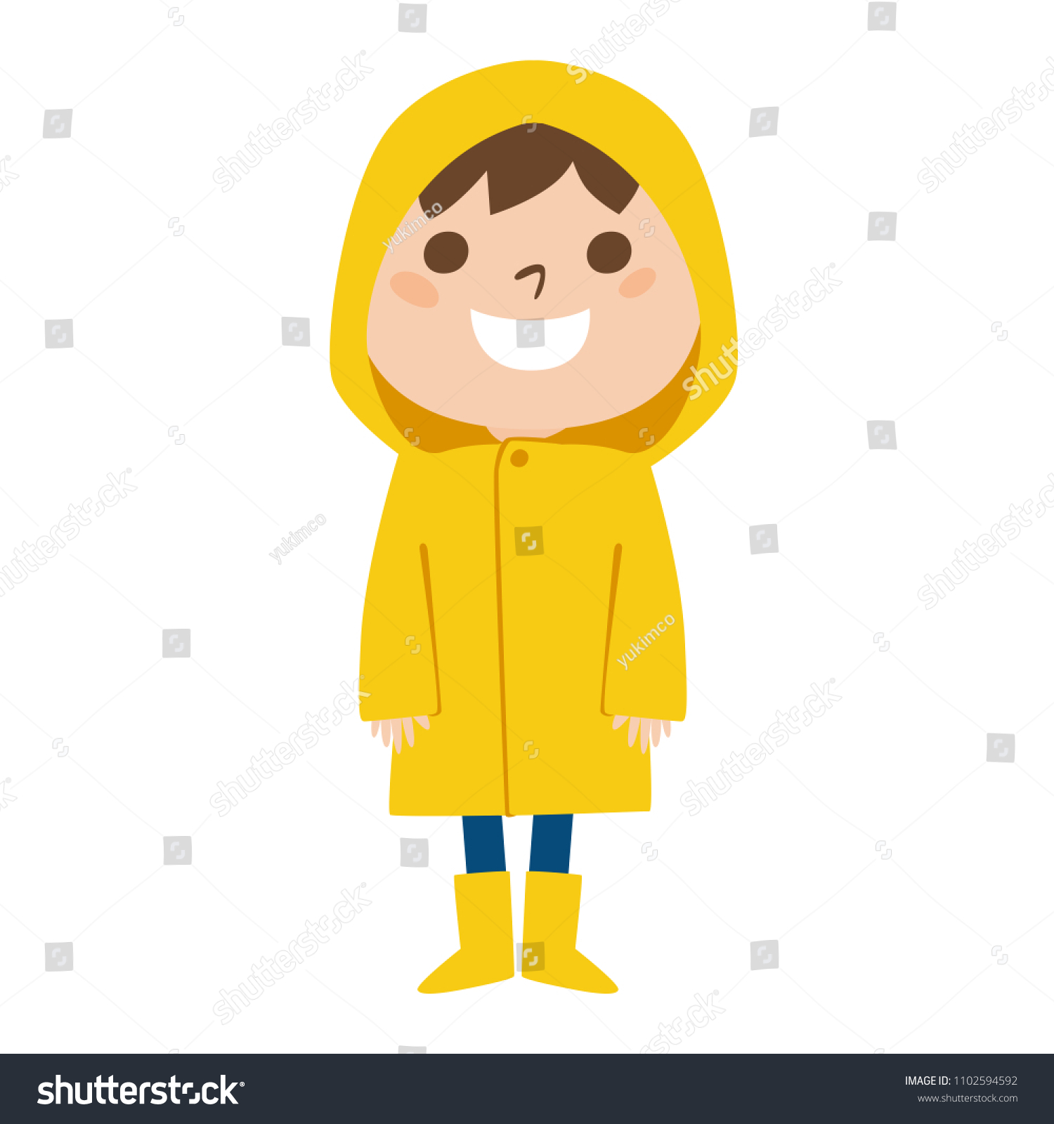 Illustration That Boys Wearing Yellow Raincoat Stock Vector (Royalty ...