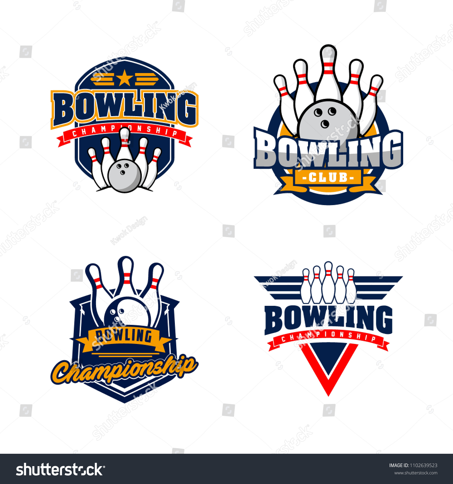 Professional Bowling Club Badge Logo Design Stock Vector (Royalty Free ...