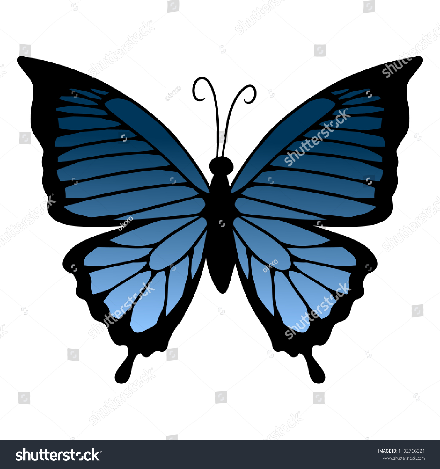 Butterfly Silhouette Isolated White Background Vector Stock Vector ...