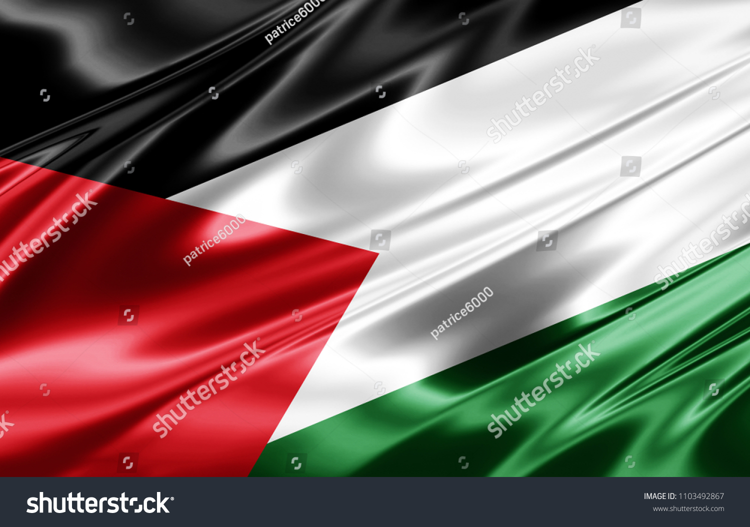 Palestine Flag Silk3d Illustration Stock Illustration 1103492867 ...