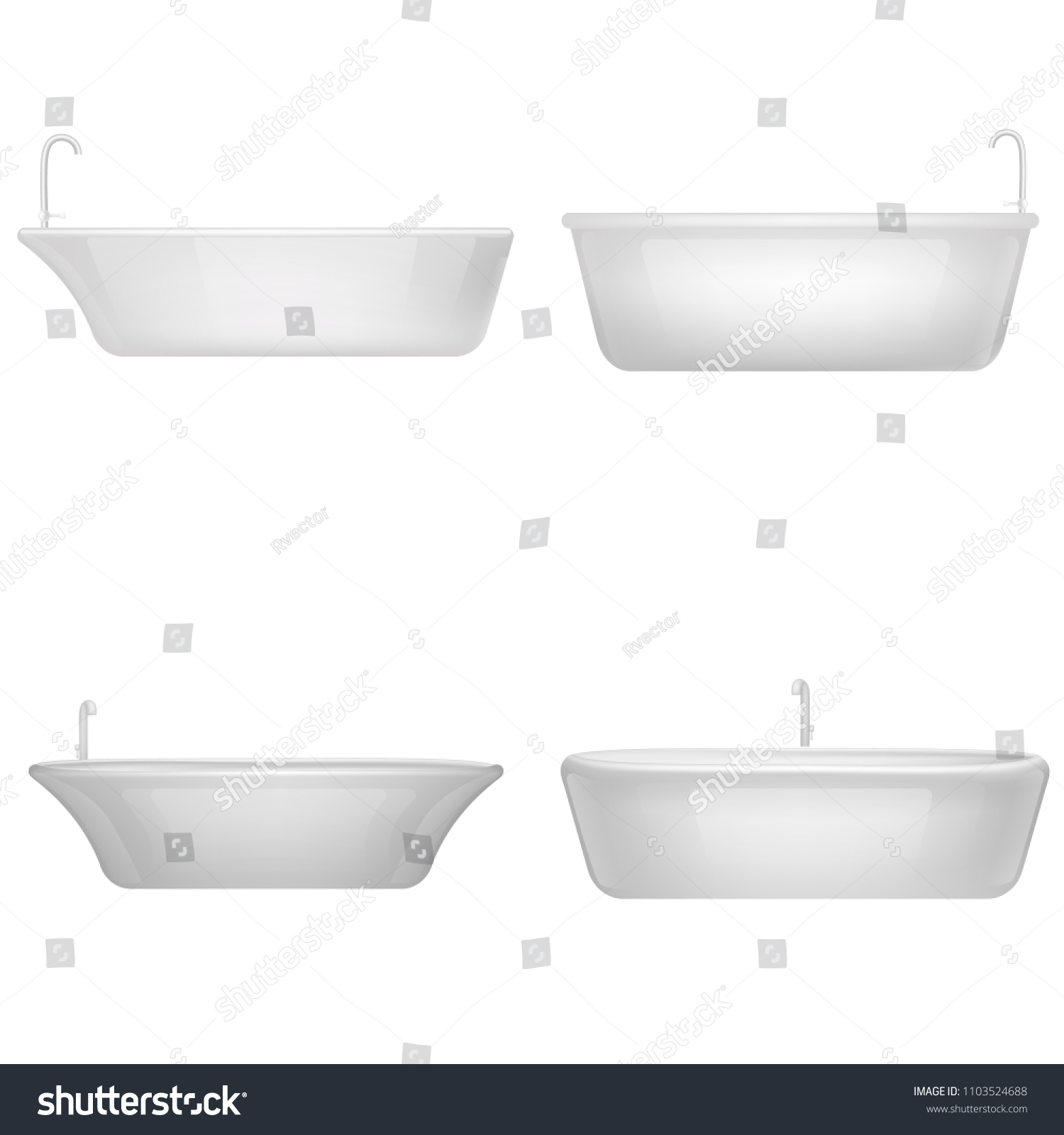 Bathtub Shower Interior Mockup Set Realistic Stock Vector (Royalty Free ...